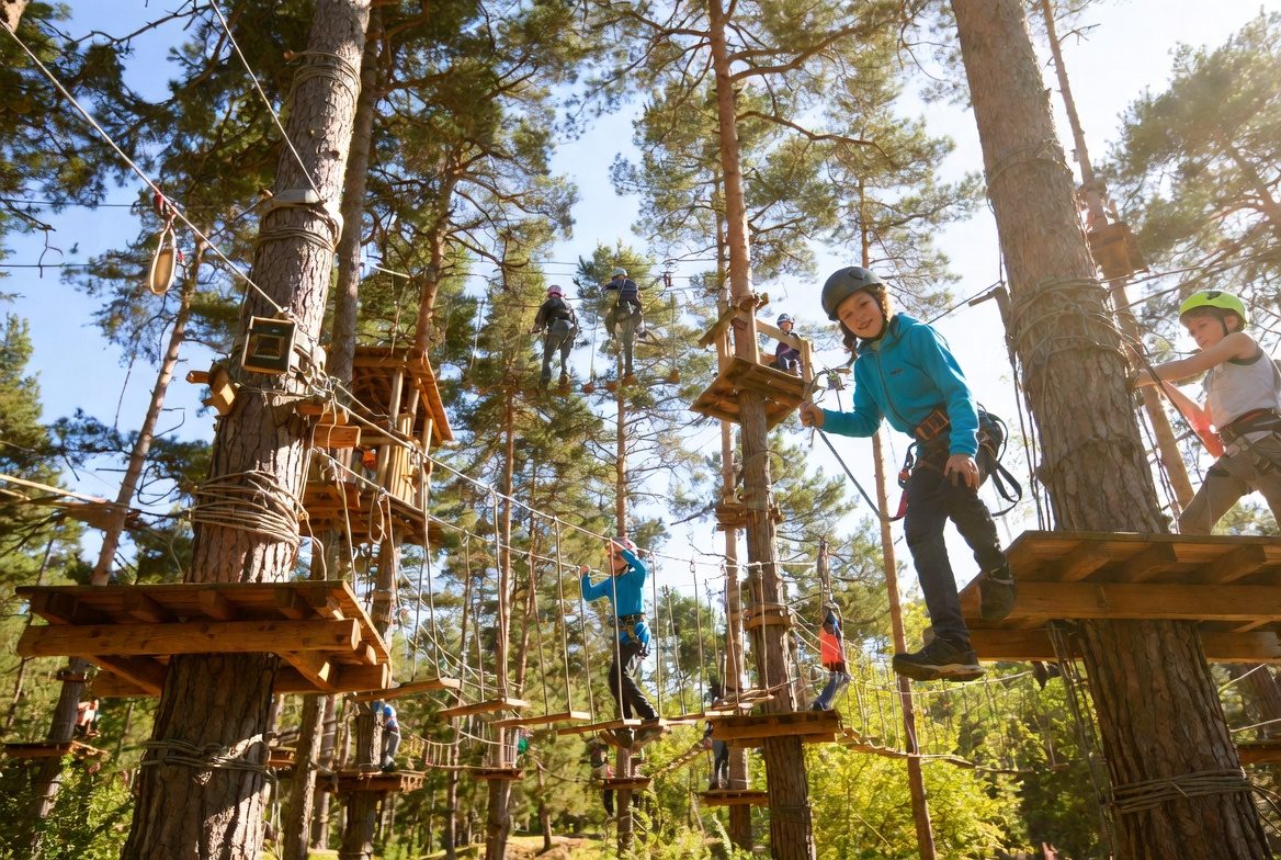 Tyrolienne et parcours dans les arbres à Avrieux, Maurienne