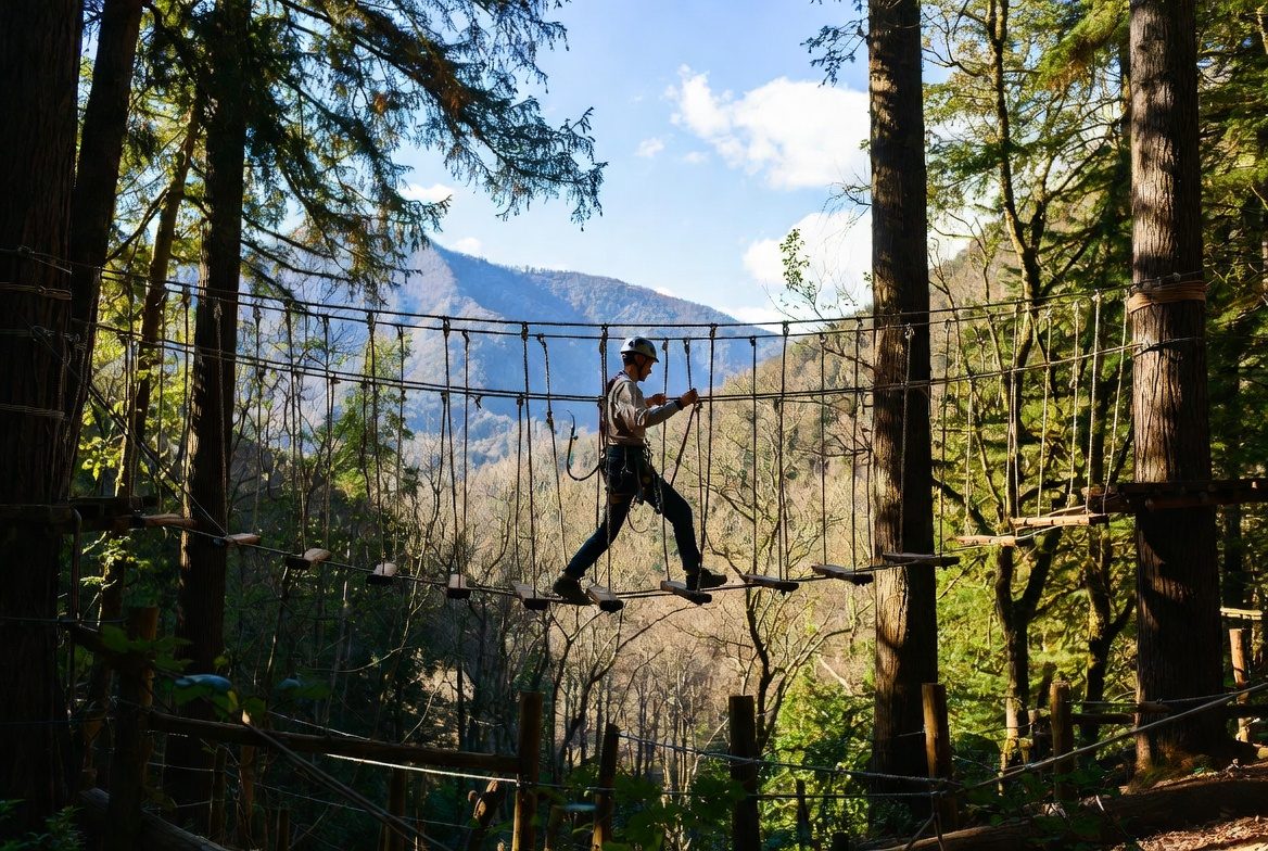 Parcours d'accrobranche dans les arbres, Maurienne