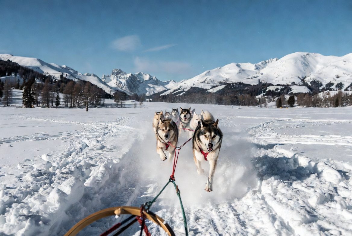 Chiens de traîneau sur le plateau de Savoie Grand Revard